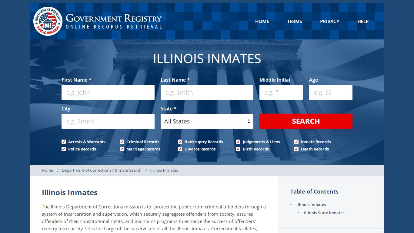 Illinois Inmates | Inmates In Illinois | GovernmentRegistry.org